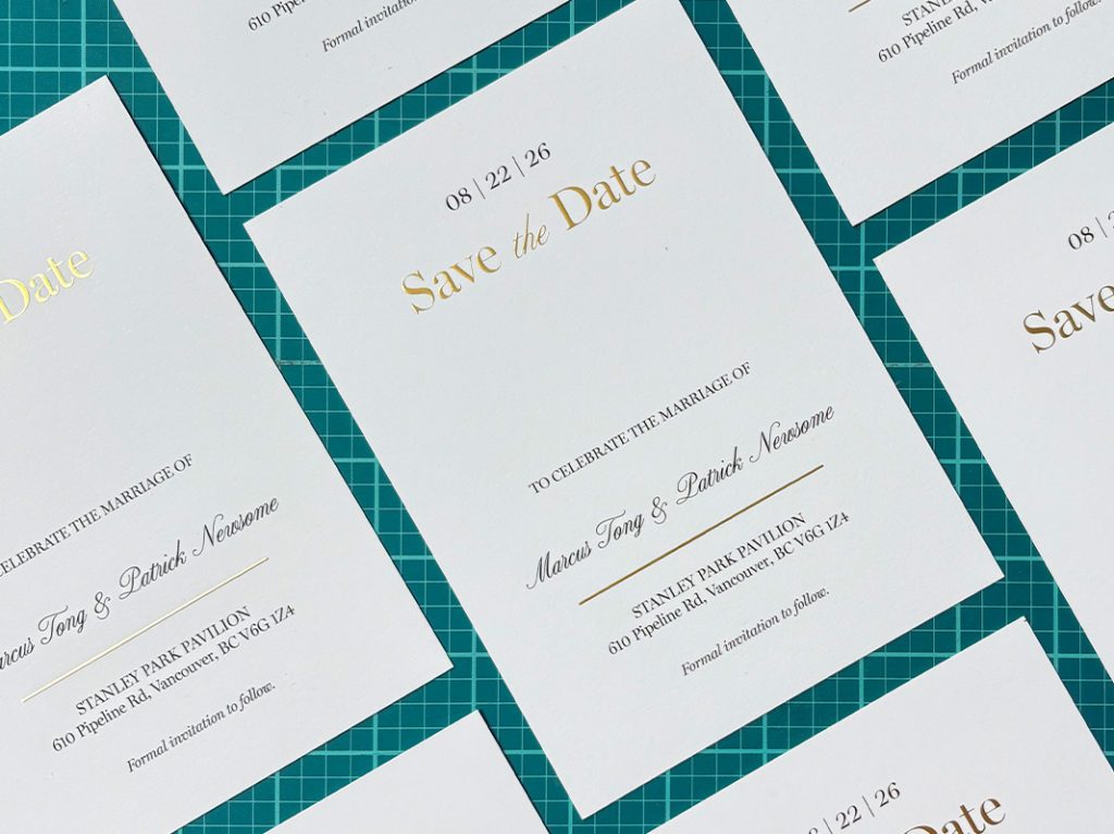 Foil wedding invitation print method
