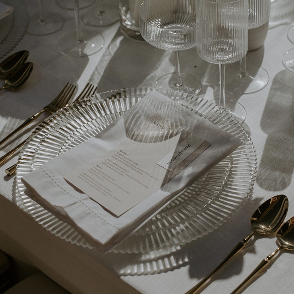 Modern Wedding Dinner Menu Place Card