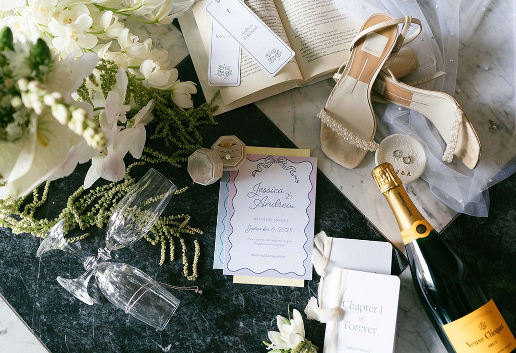 Pastel playful wedding day stationery