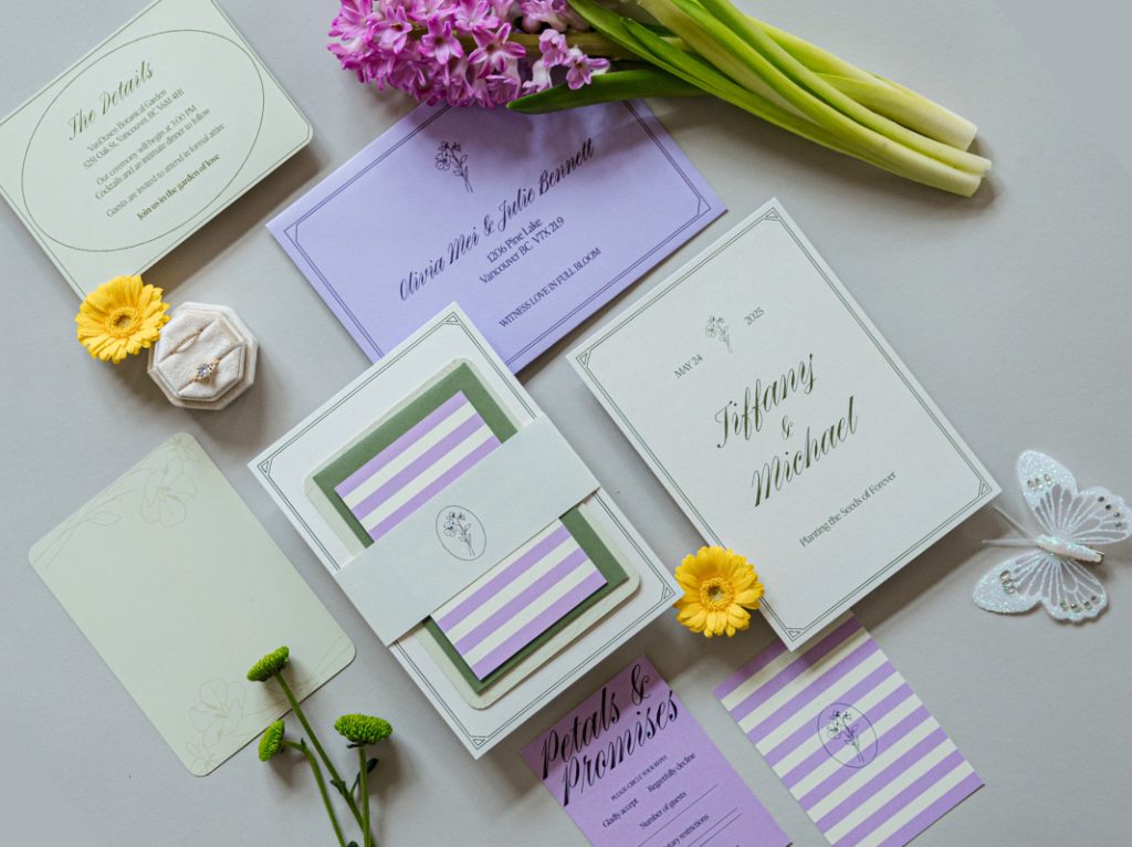 Garden wedding invitations suites