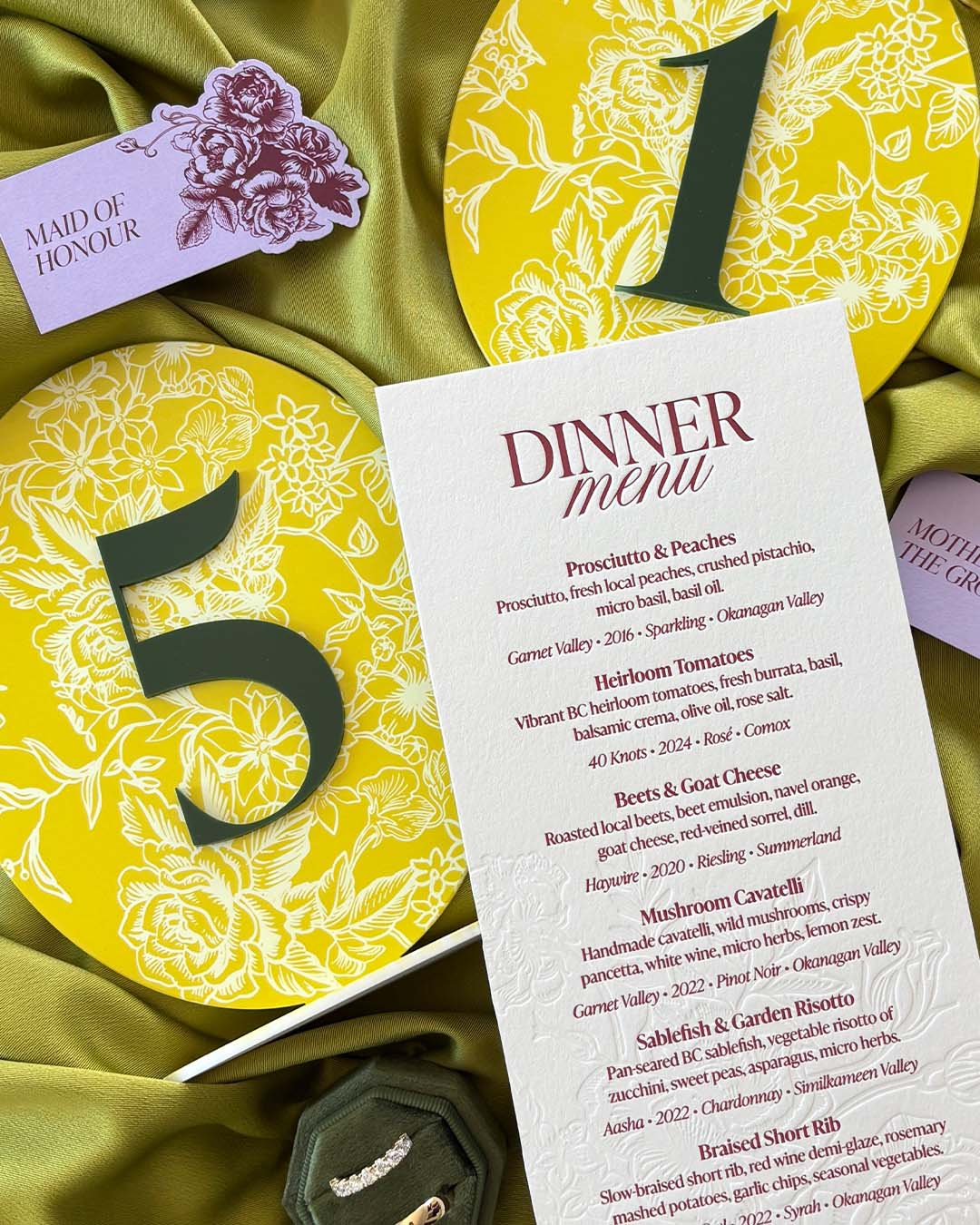 Wedding Stationery Menu Place Cards Table Numbers