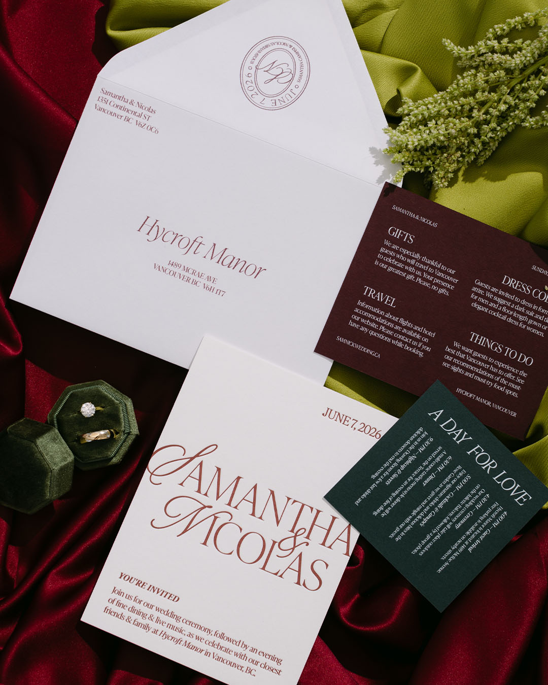 letterpress wedding invites for a wedding in canada
