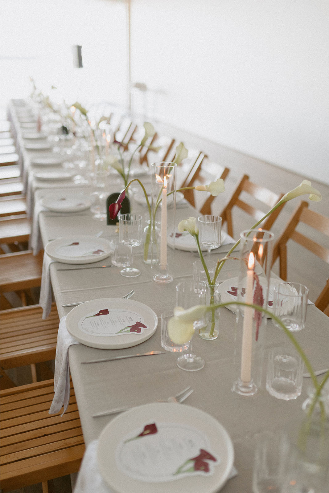 calla lily wedding stationery dinner menus