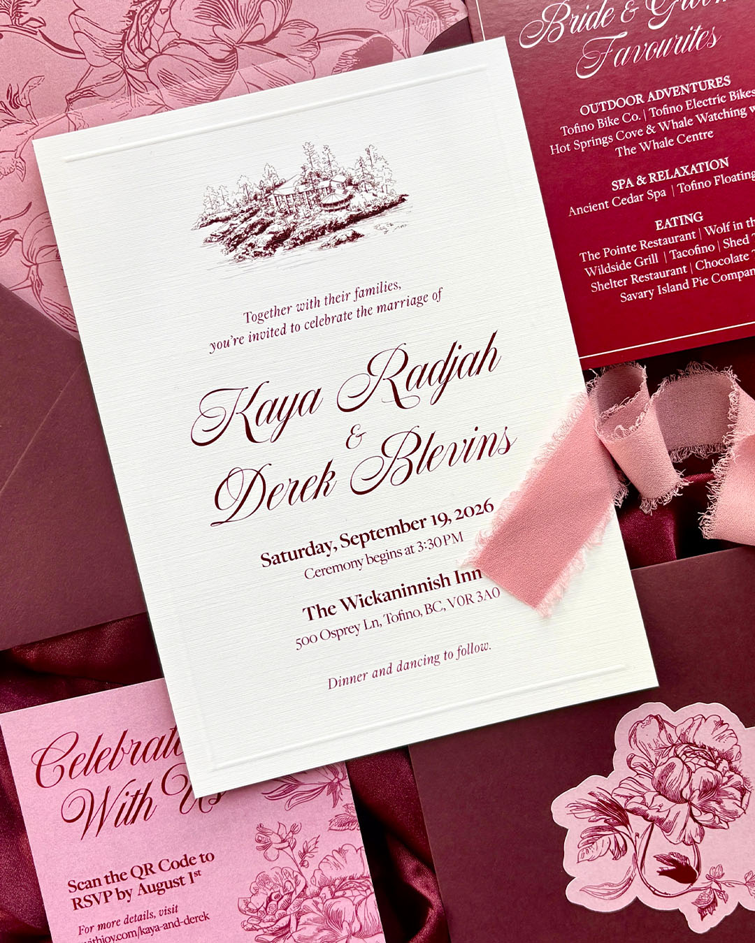 Burgundy Rose Wedding Invitation