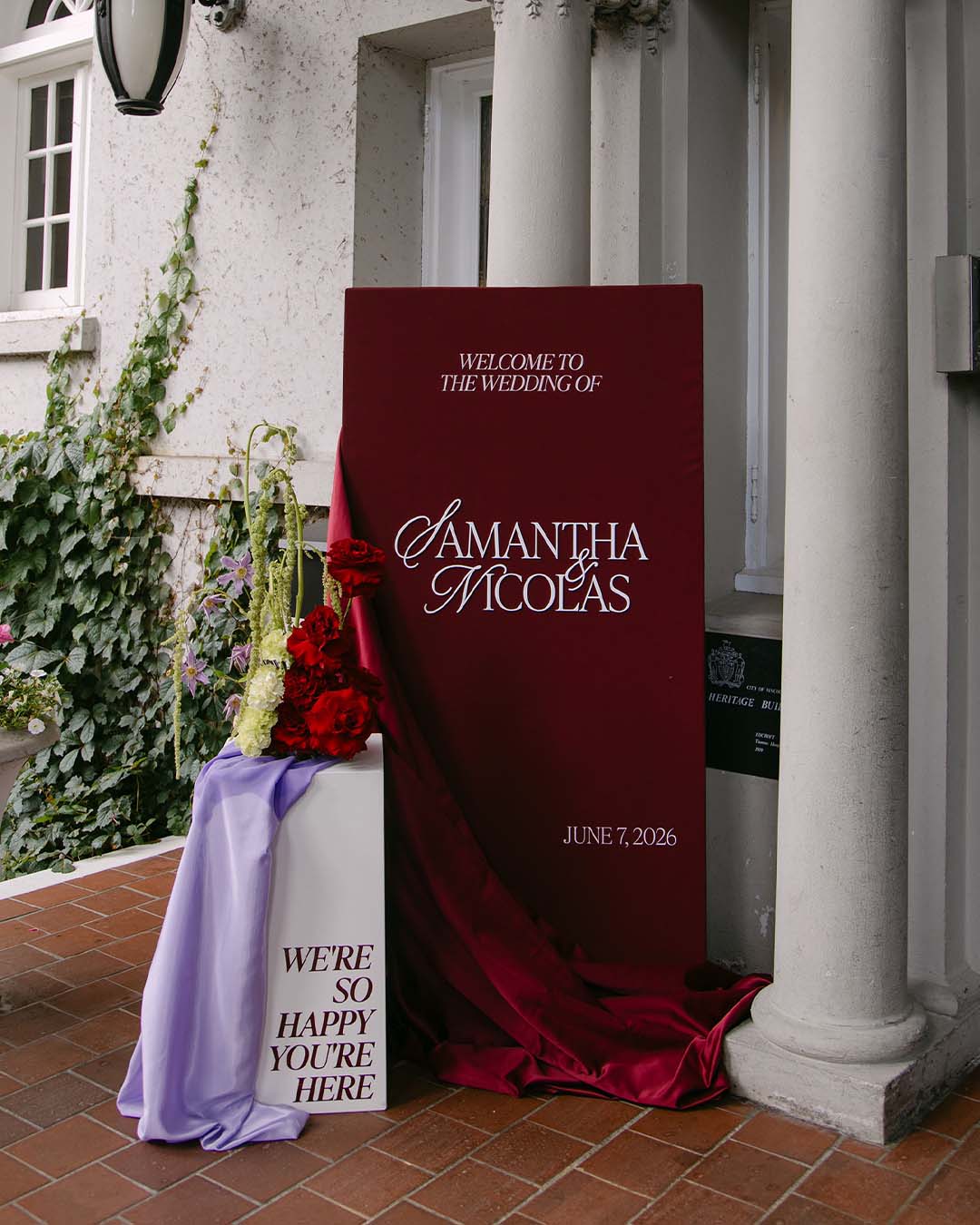 Burgundy Wedding Welcome Sign 3D Lettering