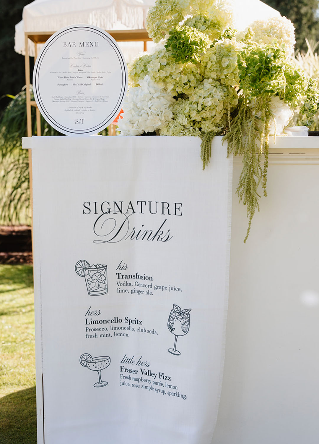 Fabric wedding bar sign