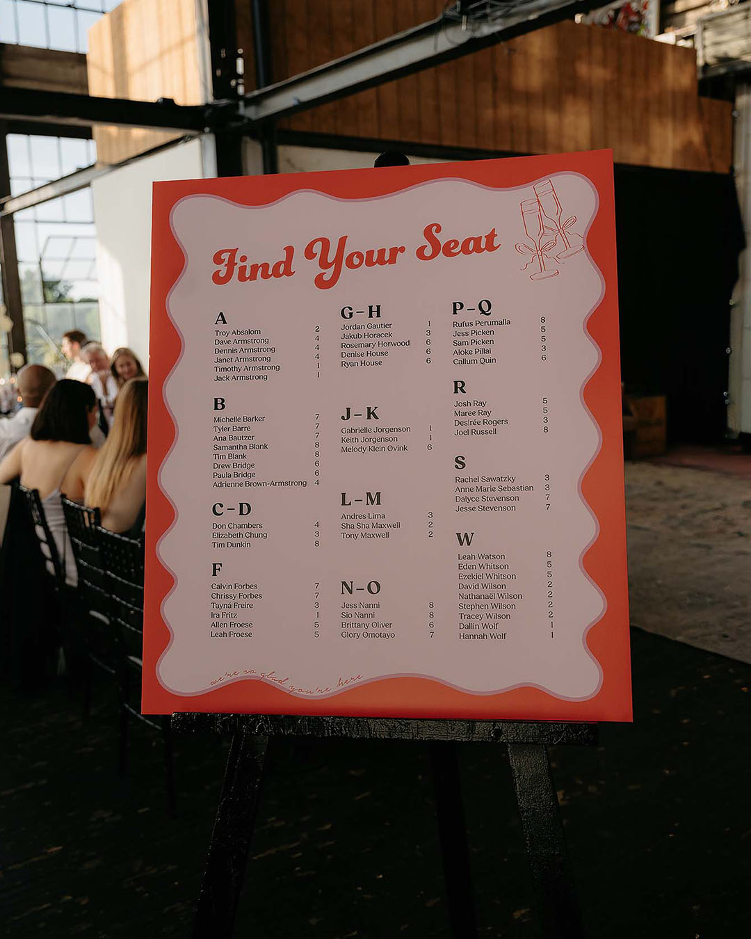Pink Red Wedding Seating Chart