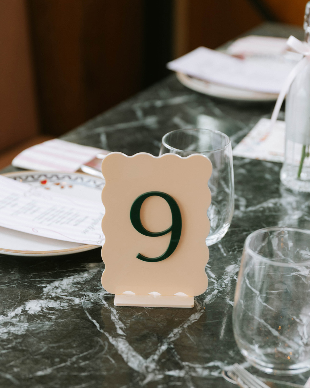 Wavy Acrylic Wedding Table Number